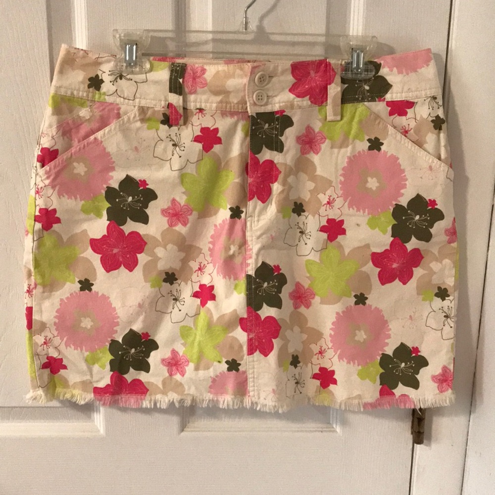 Sonoma pink flower print denim shorts/skirt